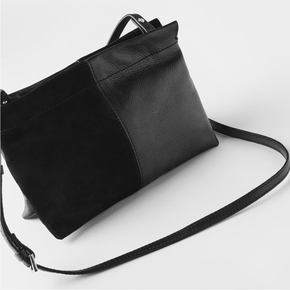 ZARA Black Crossbody Leather Bag